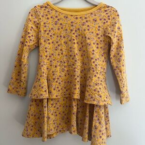 Tea Collection Yellow and Purple Floral Kids Dress